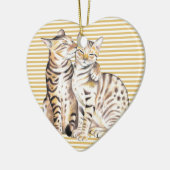 Bengalische Katzen Ochre Streifen Keramik Ornament (Links)