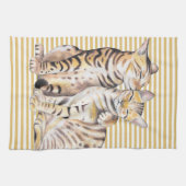 Bengalische Katzen-Ocker-Streifen Geschirrtuch (Horizontal)