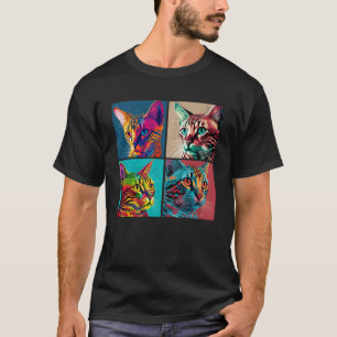 Bengalische Katzen Pop Illustration Farbige Tierfr T-Shirt