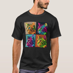 Bengalische Katzen Pop Illustration Farbige Tierfr T-Shirt