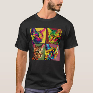 Bengalische Katzen Pop Illustration Farbige Tierfr T-Shirt