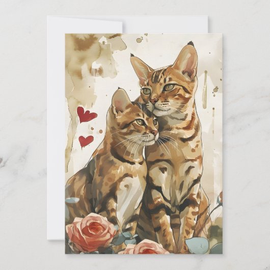 Bengalische Katzen Valentinstag Feiertagskarte (Vorderseite)