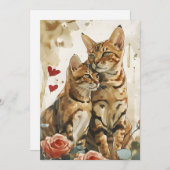 Bengalische Katzen Valentinstag Feiertagskarte (Vorne/Hinten)