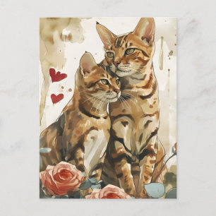 Bengalische Katzen Valentinstag Postkarte