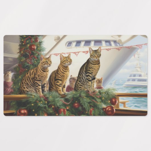 Bengalische Katzen Weihnachtsreise: Feierabend Etiketten (Design 1)