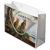 Bengalische Katzen Weihnachtsreise: Feierabend Große Geschenktüte (Rückseite Schrägansicht)