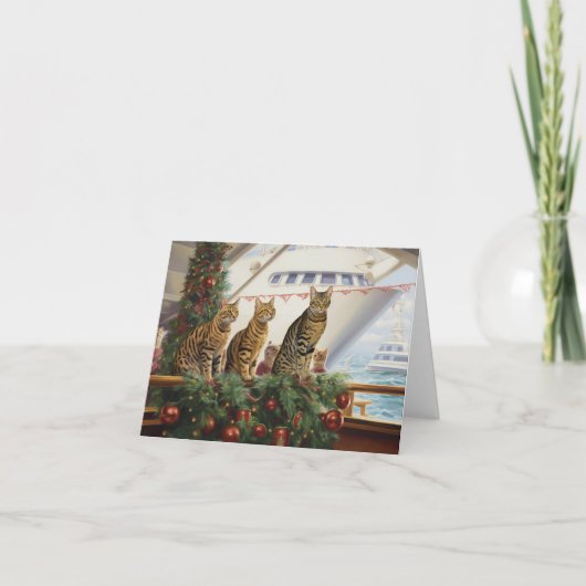 Bengalische Katzen Weihnachtsreise: Feierabend Karte (Vorderseite)
