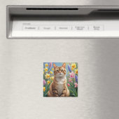 Bengalische Katzenfrühlingsblumen Malerei Magnet (In Situ (Geschirrspüler))