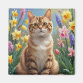 Bengalische Katzenfrühlingsblumen Malerei Magnet (Vorne)