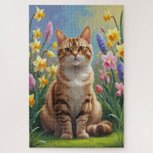 Bengalische Katzenfrühlingsblumen Malerei Puzzle
