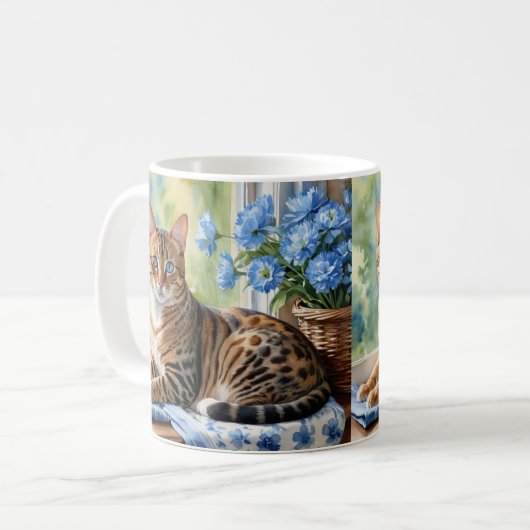 Bengalische Katzenrasse Wasserfarbe Kaffeetasse (Vorderseite Links)