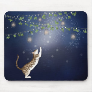 Bengalische Katzenruten und Glühwürmchen Mousepad
