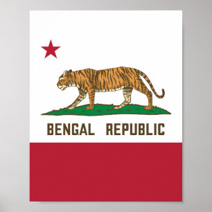 Bengalische Republik Tiger Flagge Bengali Poster