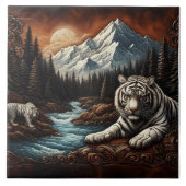 Bengalische Tiger Entspannen bei einem Serengebirg Fliese (Vorderseite)