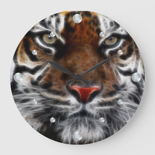 Bengalische Tiger-Fraktal-Uhr Große Wanduhr (Vorderseite)