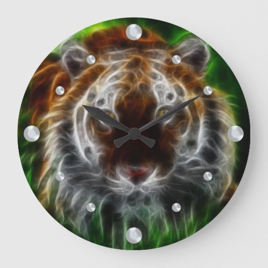 Bengalische Tiger-Fraktal-Uhr Große Wanduhr (Vorderseite)