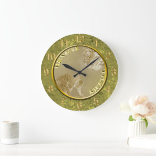 Bengalische Tiger Gold Coin, große Wall Clock Wanduhr