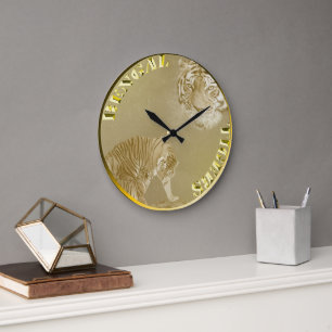 Bengalische Tiger Gold Coin, Wall Clock Große Wanduhr