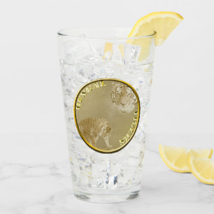 Bengalische Tiger Goldmünze, Glastumbler Glas