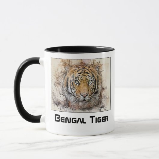 Bengalische Tiger Head Illustration Tasse (Links)