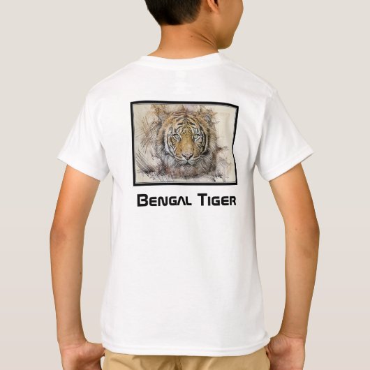 Bengalische Tiger-Illustration T-Shirt (Rückseite)
