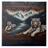 Bengalische Tiger im Serengebirge Fliese (Vorderseite)