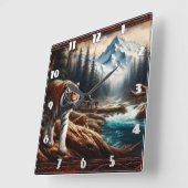 Bengalische Tiger in der Nähe des Bergstroms bei M Quadratische Wanduhr (Winkel)