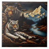 Bengalische Tiger in der Nähe des Serengebirges Fliese (Vorderseite)