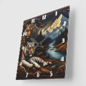 Bengalische Tiger in der Nähe des Serengebirges Quadratische Wanduhr (Winkel)