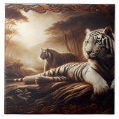 Bengalische Tiger in einem dichten Wald in der Däm Fliese (Vorderseite)