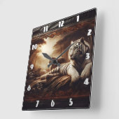 Bengalische Tiger in einem dichten Wald in der Däm Quadratische Wanduhr (Winkel)