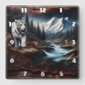 Bengalische Tiger in einer Bergwelt Quadratische Wanduhr (Vorderseite)