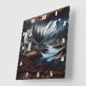 Bengalische Tiger in einer Bergwelt Quadratische Wanduhr (Winkel)