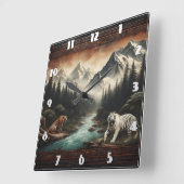 Bengalische Tiger in majestätischer Bergwelt Quadratische Wanduhr (Winkel)