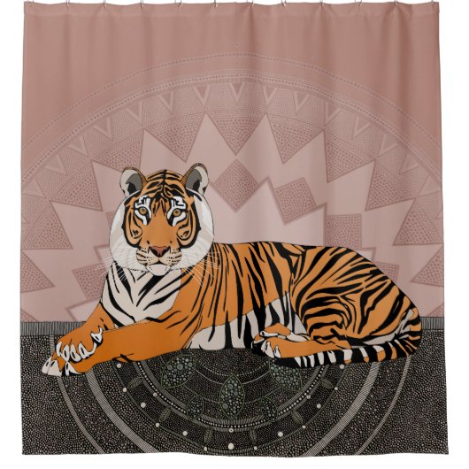 bengalische Tiger-Mandala-KupferkabelRose Duschvorhang (Vorderseite)