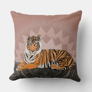 bengalische Tiger-Mandala-KupferkabelRose Kissen