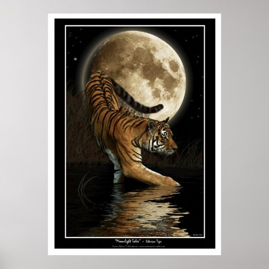 Bengalische Tiger & Moon Art Prints & Poster (Vorne)