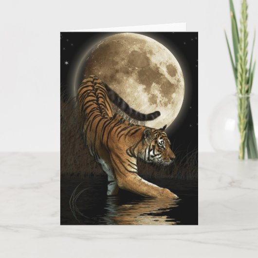 Bengalische TIGER & Moon Grußkarte Karte (Vorderseite)