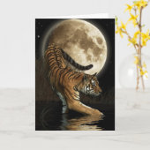 Bengalische TIGER & Moon Grußkarte Karte (Gelbe Blume)