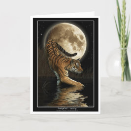 Bengalische TIGER u. Mond Gruß-Karte Feiertagskarte