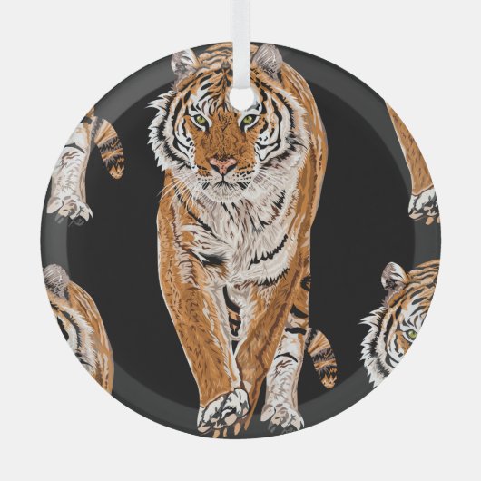 Bengalische Tigerskizze: Vintage Tierausgabe Ornament Aus Glas (Vorderseite)