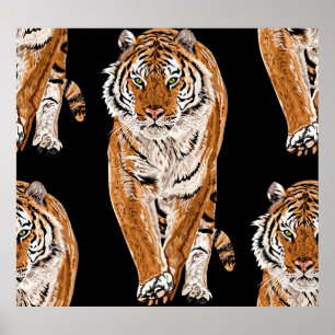 Bengalische Tigerskizze: Vintage Tierausgabe Poster