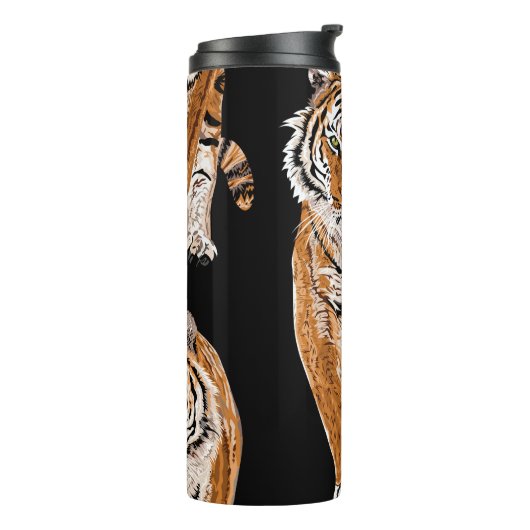 Bengalische Tigerskizze: Vintage Tierausgabe Thermosbecher (Nach links gedreht)