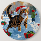 Bengalische Weihnachtsfeiertage Schneeszene Button (Vorderseite)