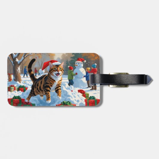 Bengalische Weihnachtsfeiertage Schneeszene Gepäckanhänger (Rückseite horizontal)