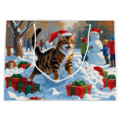 Bengalische Weihnachtsfeiertage Schneeszene Große Geschenktüte (Vorderseite)