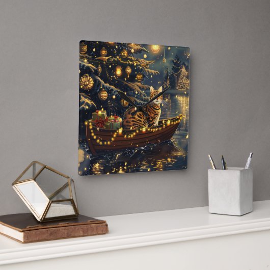 Bengalische Weihnachtsreise Quadratische Wanduhr (Büro)