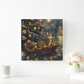 Bengalische Weihnachtsreise Quadratische Wanduhr (Zuhause)