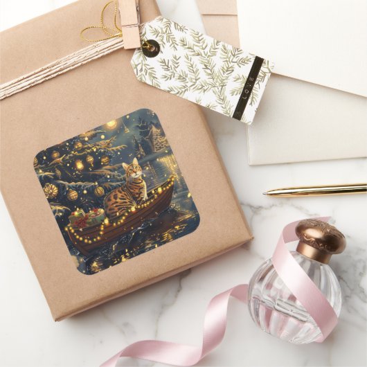 Bengalische Weihnachtsreise Quadratischer Aufkleber (Schenken)