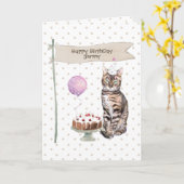 Bengalischer Cat Birthday Party Hat Karte (Gelbe Blume)